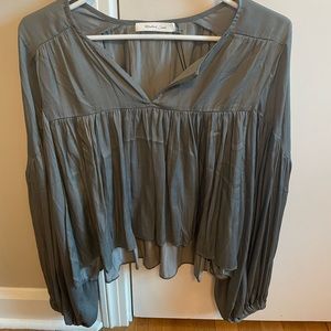 mustard seed going out flowy crop top gray top